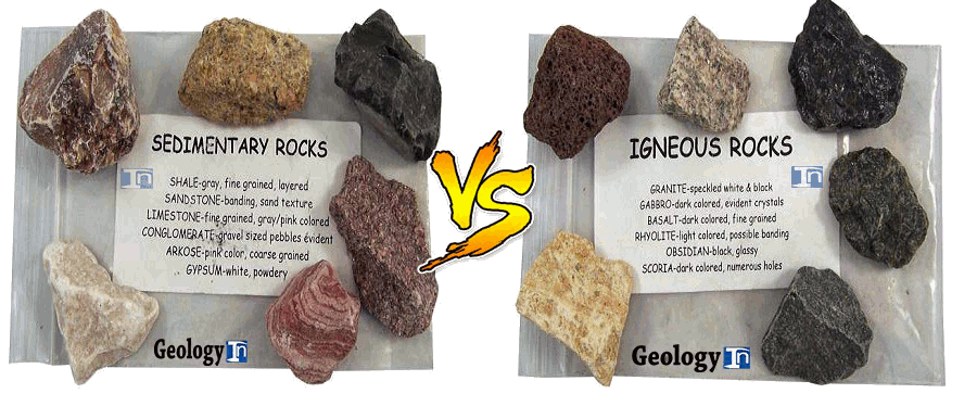 igneous and sedimentary