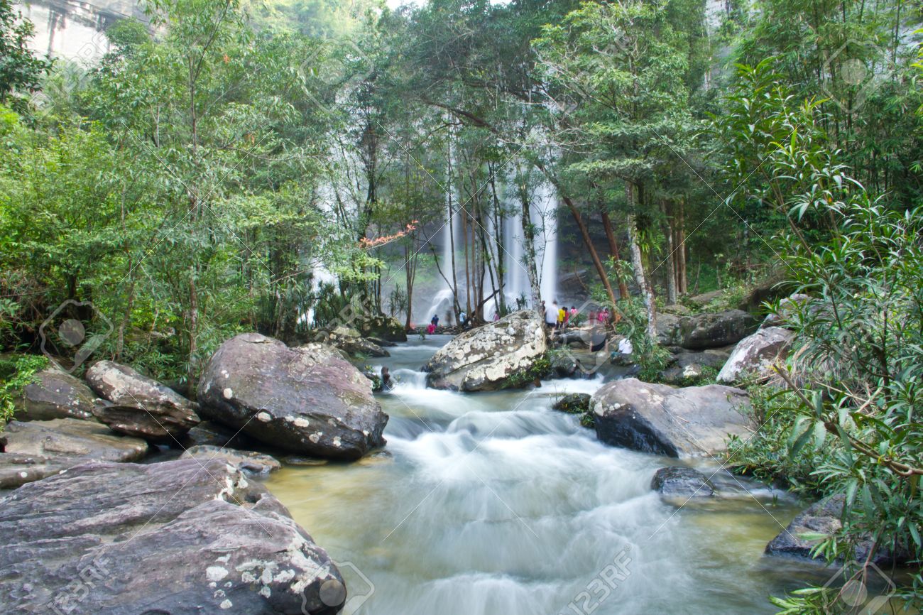 15965956 Bak Teo or Huay Luang Waterfall Phu chong Na Yoi National Park Ubon Ratchathani Thailand Stock Photo